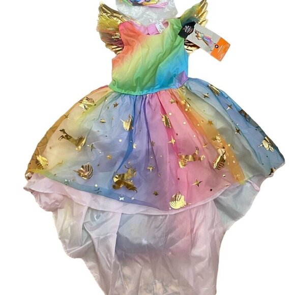 Target Rainbow Unicorn Halloween Costume Dress Headpiece Hyde & EEK! Size M - Picture 2 of 7